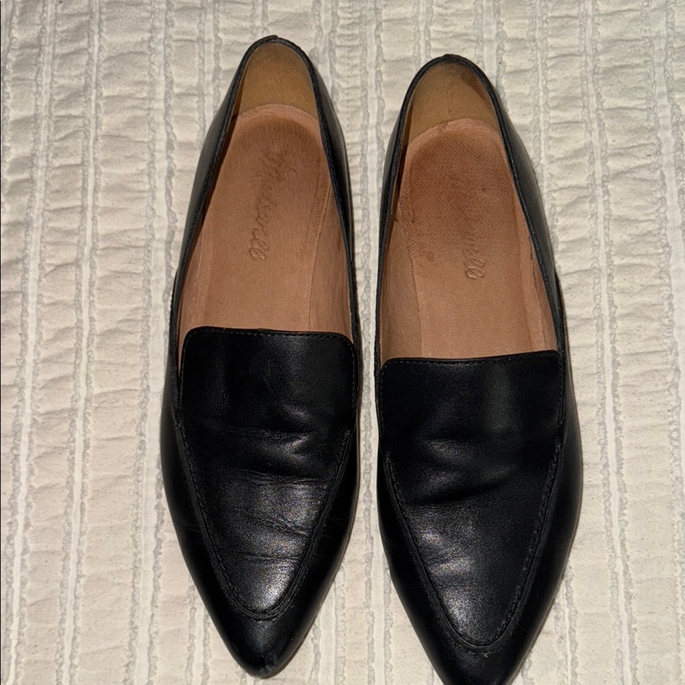 Madewell Black Leather Pointed-Toe Flats
